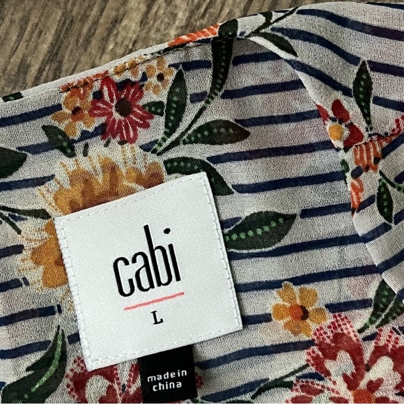 CAbi Penelope Tank Top - Floral and Stripe Mix. EUC size L. Retails $89 - Picture 3 of 12